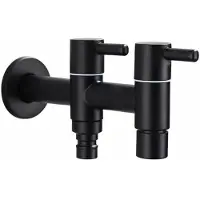 OEM Long robinet double en acier inoxydable - pour le raccordement d'une machine à laver - Robinet de salle de bains