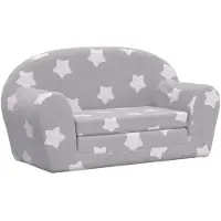 vidaXL Canapé-lit pour enfants 2 places gris clair avec étoiles Peluche douce