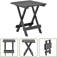 The Living Store Table de jardin pliante anthracite 45x43x50 cm plastique