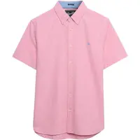 Superdry pour homme. M4011101A Chemise oxford rose preppy (L), Casuel, Coton, Classique, Manche courte, Corail