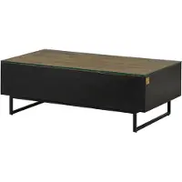 MASSIVMOEBEL24.DE MASSIVMOEBEL24 | Table basse en bois de Manguier / Bois de récupération 120x60x40 noir / naturel laqué DAVIS #50