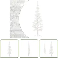 The Living Store Semi-sapin de Noël artificiel avec support Svelte blanc 150 cm