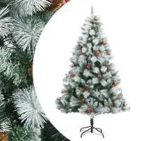 Prolenta Maison Exclusive - Sapin de Noël artificiel pliable avec pommes de pin et baies, 210 cm