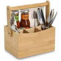 Zeller Porte-couverts et serviettes Bambou 21.5x14x12/23 cm, Range-couverts, Marron