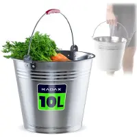 Kadax Seau en zinc pour le stockage, seau à eau en acier inoxydable de haute qualité, récipient pour arroser les plantes (10L)