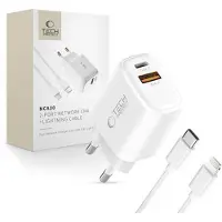Tech-Protect Nca30 Pd 30W Qc3.0 Usb-A / Usb-C + Usb-C / Lightning cable 100Cm - Blanc