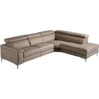 ANGEL CERDA SL - Canapé d'angle droit 5 places avec mécanisme relax électrique - Revêtement en cuir de vachette couleur vison - Design moderne avec appuie-tête réglables - 295 x 232 x 97 cm