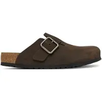 Birkenstock pour homme. 1032760 Sabots en Cuir Boston Wire Buckle (Coupe Régulière) marron (42), Plat, Nubuck, Aucun, Casuel