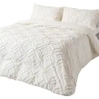 Homescapes Parure de lit en percale 135 x 200 cm blanc 100 % coton, tufté avec motif losange
