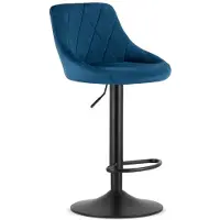 TEXTILOMANIE Tabouret de bar pivotant, réglable en hauteur, repose-pieds, velours bleu marine