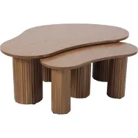 Oviala Table basse gigogne en mélaminé bois foncé - Maeve