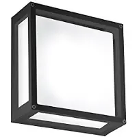 Zafferano Home Applique Ou Plafonnier 25X25 Cm En Aluminium Gris Foncé Avec Diffuseur En Verre Satiné Ip54 Culot E27 Pour Environnements Intérieur/Extérieur