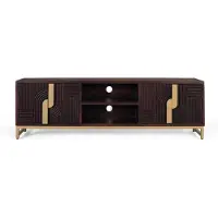 GINER Y COLOMER Meuble TV, bois de manguier et arceaux métalliques, 57 cm x 180 cm x 42 cm,