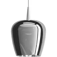 Zafferano Suspension Bilia 230V Led 8W 2700K Verre Borosilicate Soufflé À La Bouche Couleur Blanc Et Argent, Dimension 18X324 Cm