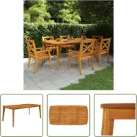 The Living Store Table de jardin 200x100x75 cm bois massif acacia