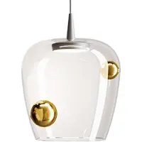 Zafferano Suspension Bilia Led 8W 3000K En Verre Borosilicate Soufflé À La Bouche Avec Finition Aluminium Et Bronze, Diamètre 27 Cm, Ip40