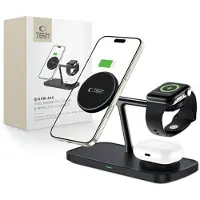 Tech-Protect Qi15W-A45 3In1 Magnetic Magsafe Wireless Charger Noir