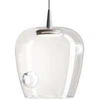 Zafferano Lampe À Suspension Bilia 27Cm Led 8W 2700K En Verre Borosilicate Soufflé Et Aluminium Avec Décoration Sphérique - Couleur Transparente