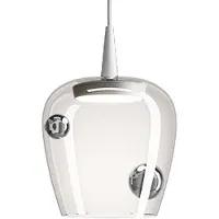 Zafferano Lampe À Suspension Bilia Led 8W 3000K Diffuseur En Verre Borosilicaté Soufflé À La Bouche Couleur Blanc Argent Diamètre 18 Cm