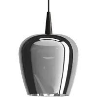 Zafferano Lampe À Suspension Bilia 230V Led 8W En Verre Borosilicaté Soufflé À La Bouche, Noir Et Argent, Diamètre 18 Cm, Hauteur 324 Cm, 2700K
