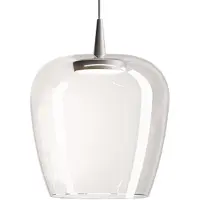 Zafferano Suspension Bilia 230V Led 8W 2700K En Verre Borosilicate Soufflé À La Bouche Avec Finition Aluminium Transparent Diamètre 27 Cm