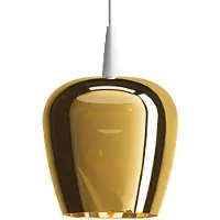 Zafferano Suspension Bilia 230V Led 8W En Verre Borosilicaté Soufflé Finition Blanc Et Or Antique, Design En Cloche, Diamètre 18 Cm