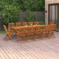 The Living Store 13-pcs. Ensemble de salle à manger de jardin en bois massif d'acacia