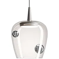 Zafferano Suspension Bilia 230V Led 8W Avec Billes En Verre Borosilicate Soufflé À La Bouche Aluminium Argent, D.18 Cm, Hauteur 324 Cm