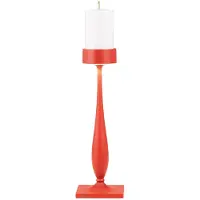 Zafferano Perpetua Lampe De Table Baroque Sans Fil Led En Aluminium Rouge Avec Tige Façonnée, Batterie Amovible, Gradable Et Indice De Protection Ip54