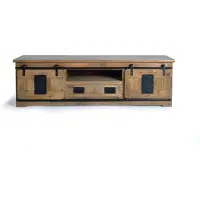 GINER Y COLOMER Meuble TV Jupiter en bois de manguier, 55 cm x 180 cm x 50 cm,