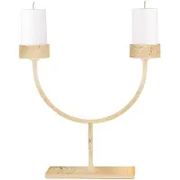 Zafferano Perpetua Lampe De Table À Deux Bras Led Sans Fil Finition Feuille D'Or Design Candélabre Structure En Aluminium Moulé Sous Pression Rechargeable Ip54