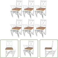 The Living Store Chaises de salle à manger 6 pcs. Blanc pin