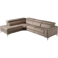 ANGEL CERDA SL - Canapé d'angle gauche 5 places avec mécanisme relax électrique - Revêtement en cuir de vachette couleur vison - Design moderne avec appuie-tête réglables - 295 x 232 x 97 cm