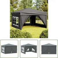 The Living Store Tente de réception pliable avec parois latérales Anthracite 3x3 m