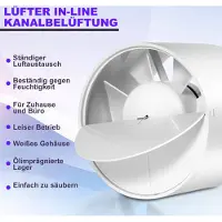 TolleTour Ventilateur tubulaire Ventilateur d'extraction Ventilateur de gaine Ventilateur avec palier à huile-10cm