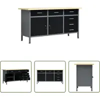 The Living Store Table de travail noire 160 x 60 x 85 cm acier