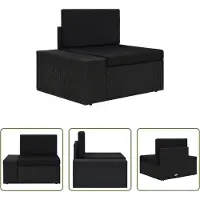 The Living Store Canapé d'angle modulaire avec accoudoir (droite) Poly rotin noir