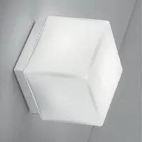Zafferano Dado Applique Et Plafonnier Au Design Moderne En Métal Blanc Mat Avec Diffuseur En Verre Triplex Opale, Dimensions 11X11X13 Cm, Douille E27