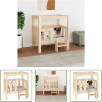 The Living Store Lit pour chien 65,5 x 43 x 70 cm Bois massif de pin