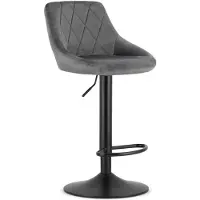 TEXTILOMANIE Tabouret Valora KAST Velours Gris x1 - Tabouret en velours gris avec base solide