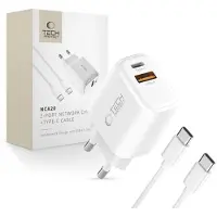 Tech-Protect NCA20 20W PD QC3.0 chargeur + câble USB-C Blanc