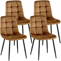 CLP Lot de 4 chaises de salle à manger Antibes, revêtement en velours, dossier rembourré, charge maximale de 150 kg, couleur marron