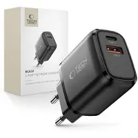 Tech-Protect NCA30 PD 30W / QC3.0 USB-A / USB-C Wandladegerät - schwarz (30 W, 2 ports), Chargeur USB, Noir