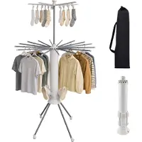 Relaxdays , étendoir à linge pliable avec sac, dimensions : 180 x 112 cm, séchoir à linge, en acier inoxydable et plastique, blanc/gris
