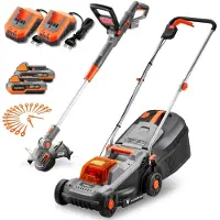 FUXTEC Kit de jardinage sans fil 20 V FX-E1RM20ECO-SET & FX-E1RT20-SET | Tondeuse à gazon et coupe-bordures sans fil | Batterie interchangeable | Tondeuse de 30 cm
