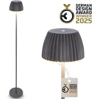 Briloner CHAMP LED Lampadaire sans fil IP44, variateur, tactile, batterie, German Design Award Winner 2025, anthracite, Ø19 x 124 cm