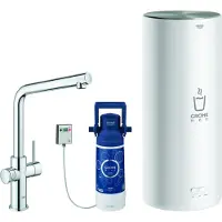 GROHE Robinet de cuisine avec fonction filtre et eau bouillante Red Duo supersteel matt 30325