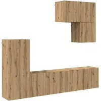 vidaXL Meuble mural pour télévision, 5 pièces, bois composite imitation chêne artisanal