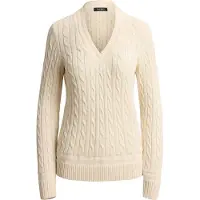 Ralph Lauren pour femme. 200888795011 Pull cricket tricoté beige à huit branches (L), Casuel, Coton, Manche longue