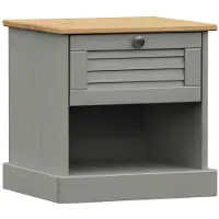 vidaXL Table De Chevet Vigo Gris 42x35x40 Cm Bois De Pin Massif